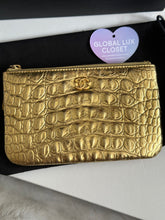 Load image into Gallery viewer, Chanel 19A Gold Calf skin Croc Embossed Mini O Case with Aged GHW
