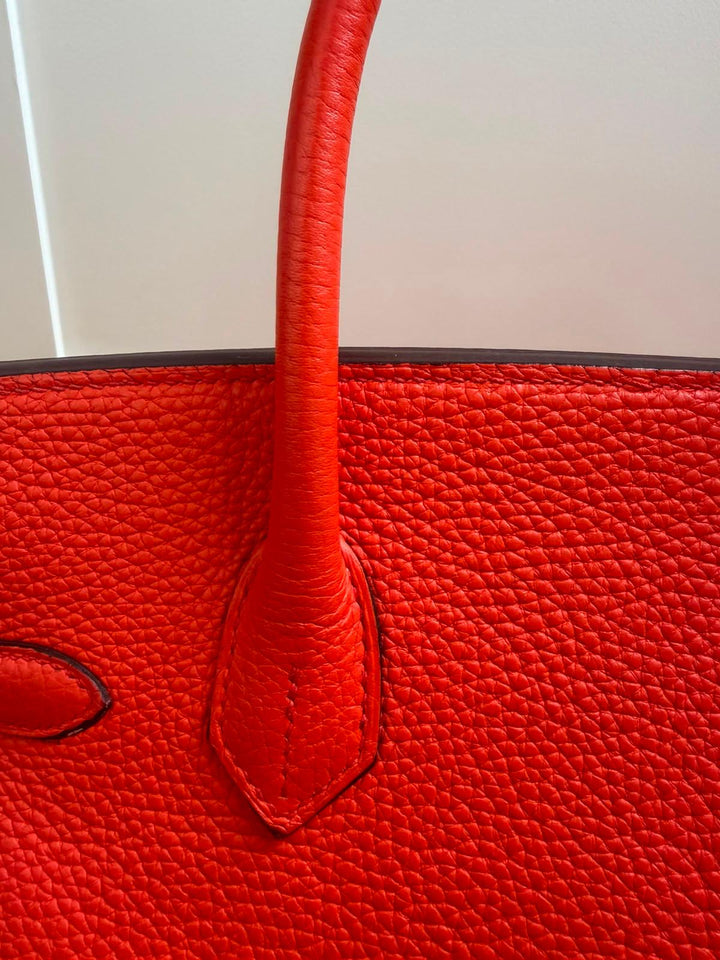 HERMÈS Orange Togo Leather PHW Birkin 30 Stamp X 2016