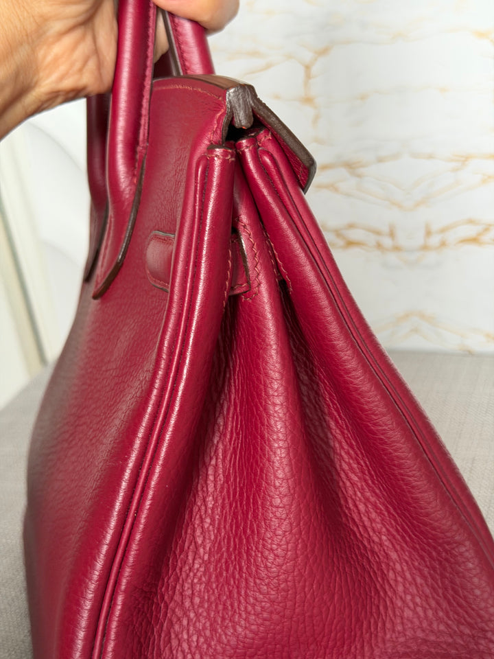 WA/Email to Purchase only- Hermes Rouge Grenat Togo Leather GHW Birkin 35 Stamp X 2016