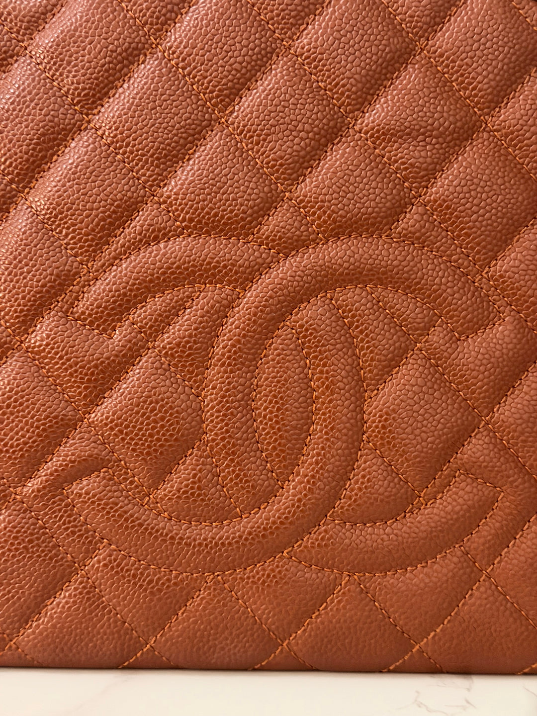 CHANEL series 19 Brown/Tan Caviar Petite Shopping Tote (PST) Bag