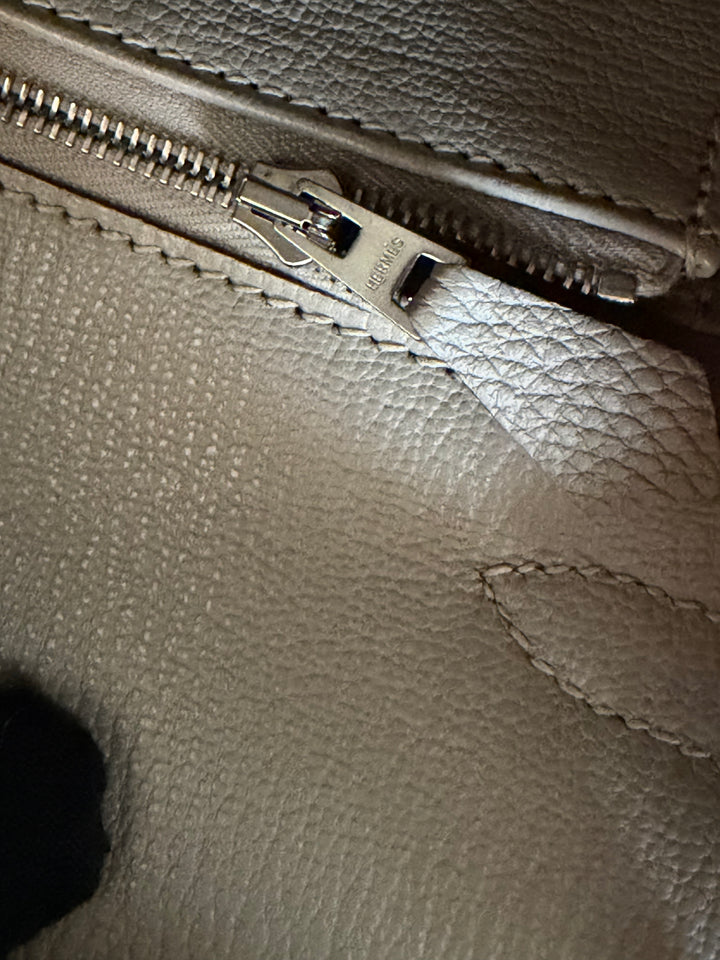 Hermès Gris Tourterelle Togo Leather PHW Birkin 30 Stamp T 2015