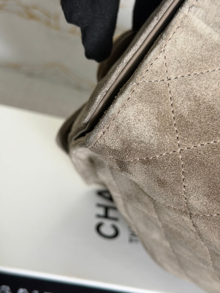 CHANEL Grey Suede 25 Hobo Bag size SMALL aged GHW 2025/2026
