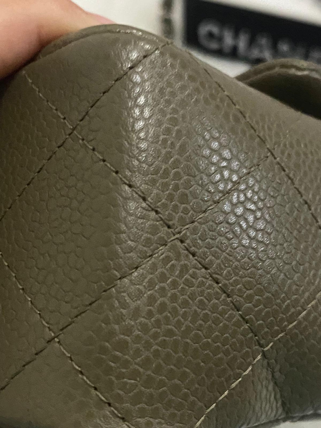 Chanel series 17 2012 Khaki Green Caviar SHW Mini Rectangular Flap Bag