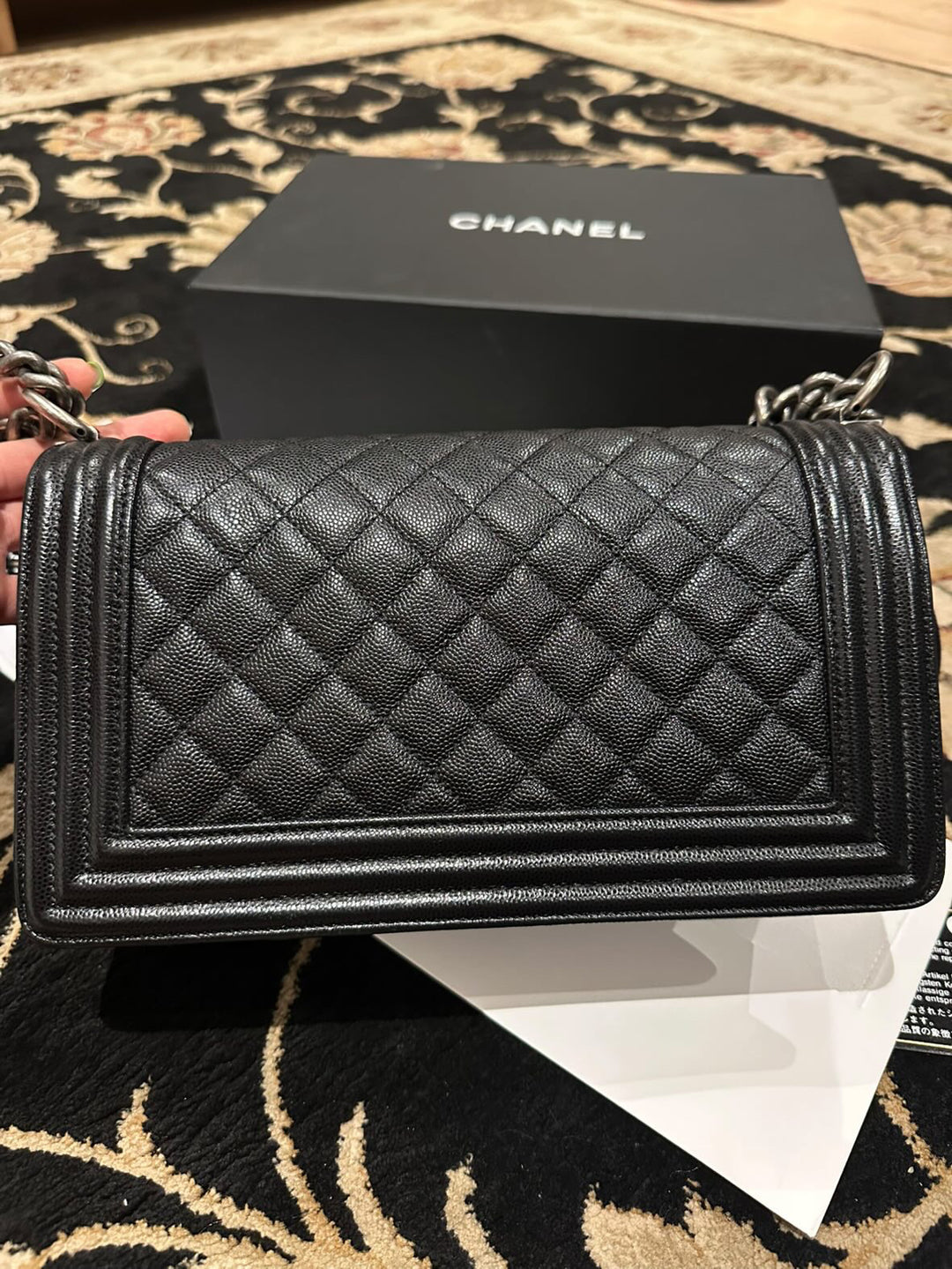 CHANEL series 20 2014/2015 Black Caviar Ruthenium Hardware Old Medium Le Boy Flap Bag