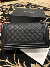 Load image into Gallery viewer, CHANEL series 20 2014/2015 Black Caviar Ruthenium Hardware Old Medium Le Boy Flap Bag
