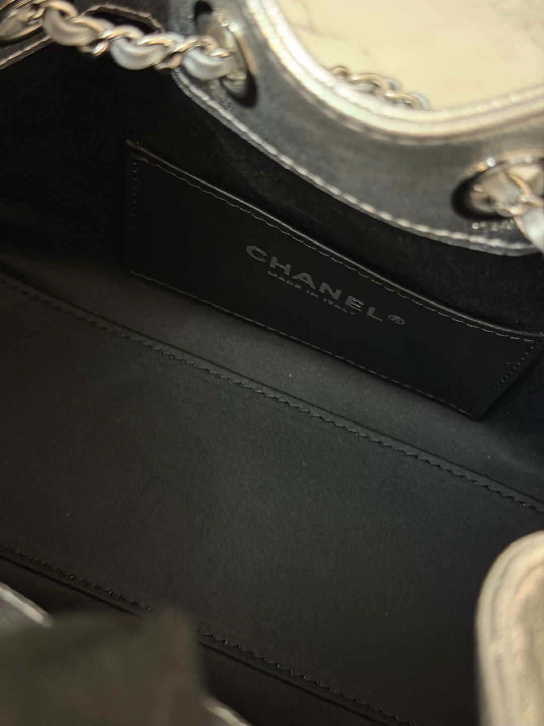 CHANEL 26C Silver Caviar shiny SHW Mini 25 Hobo Bag