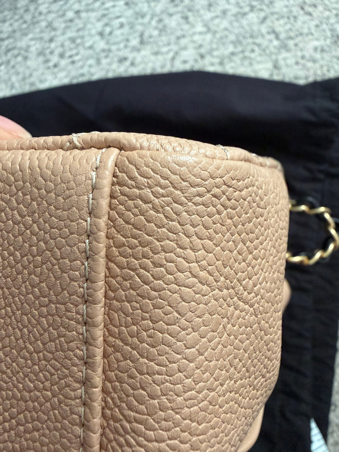 CHANEL Beige & Black Filigree Aged GHW Magnetic Closure Flap Bag size Medium 10 inches