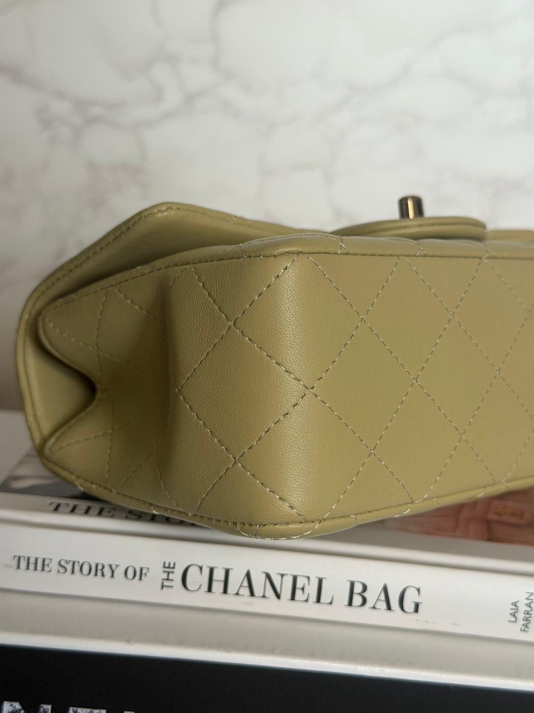 CHANEL 23A Pistachio Green Lambskin LGHW Mini Rectangular Flap Bag with Top Handle 2023