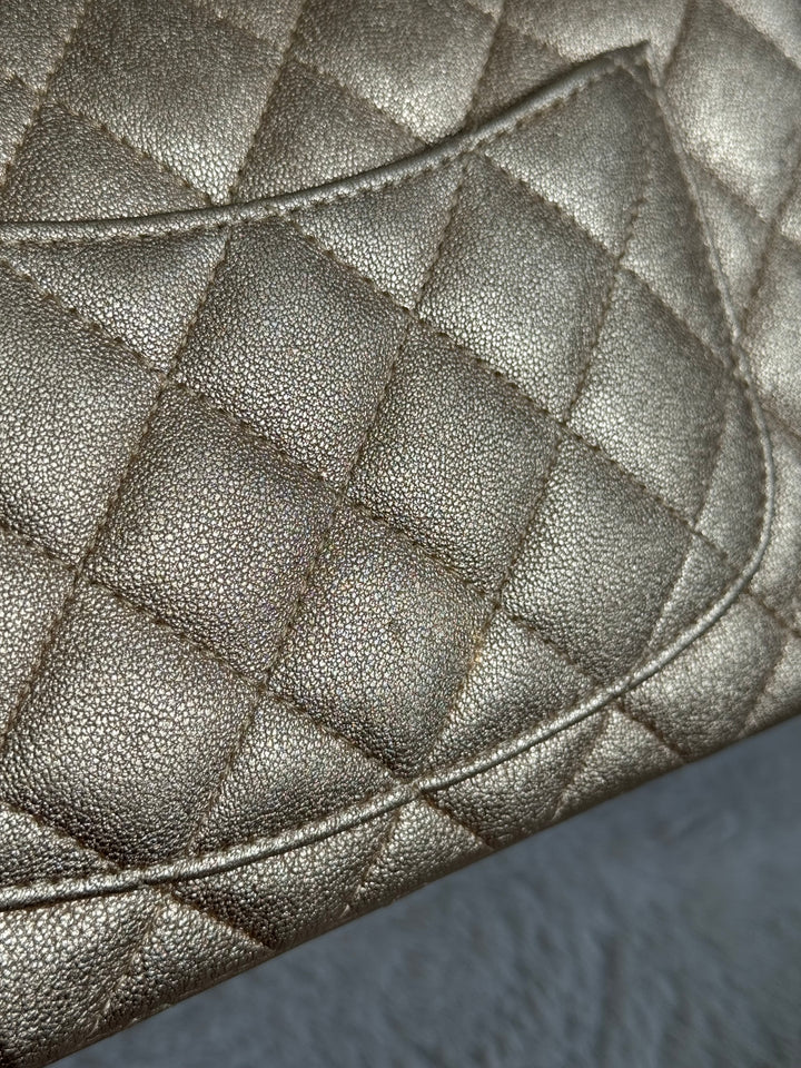 Chanel 21P series 31 Iridescent Gold Lambskin LGHW Mini Rectangular Flap Bag