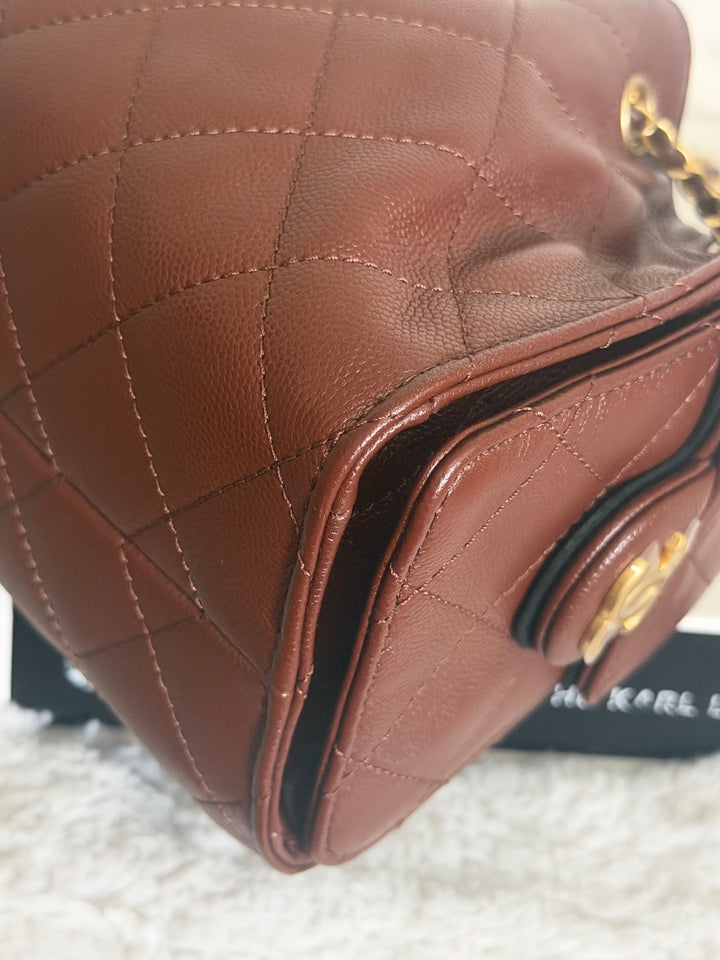 CHANEL 26S Brown Caviar Mini 25 Hobo Bag with Aged GHW 2026