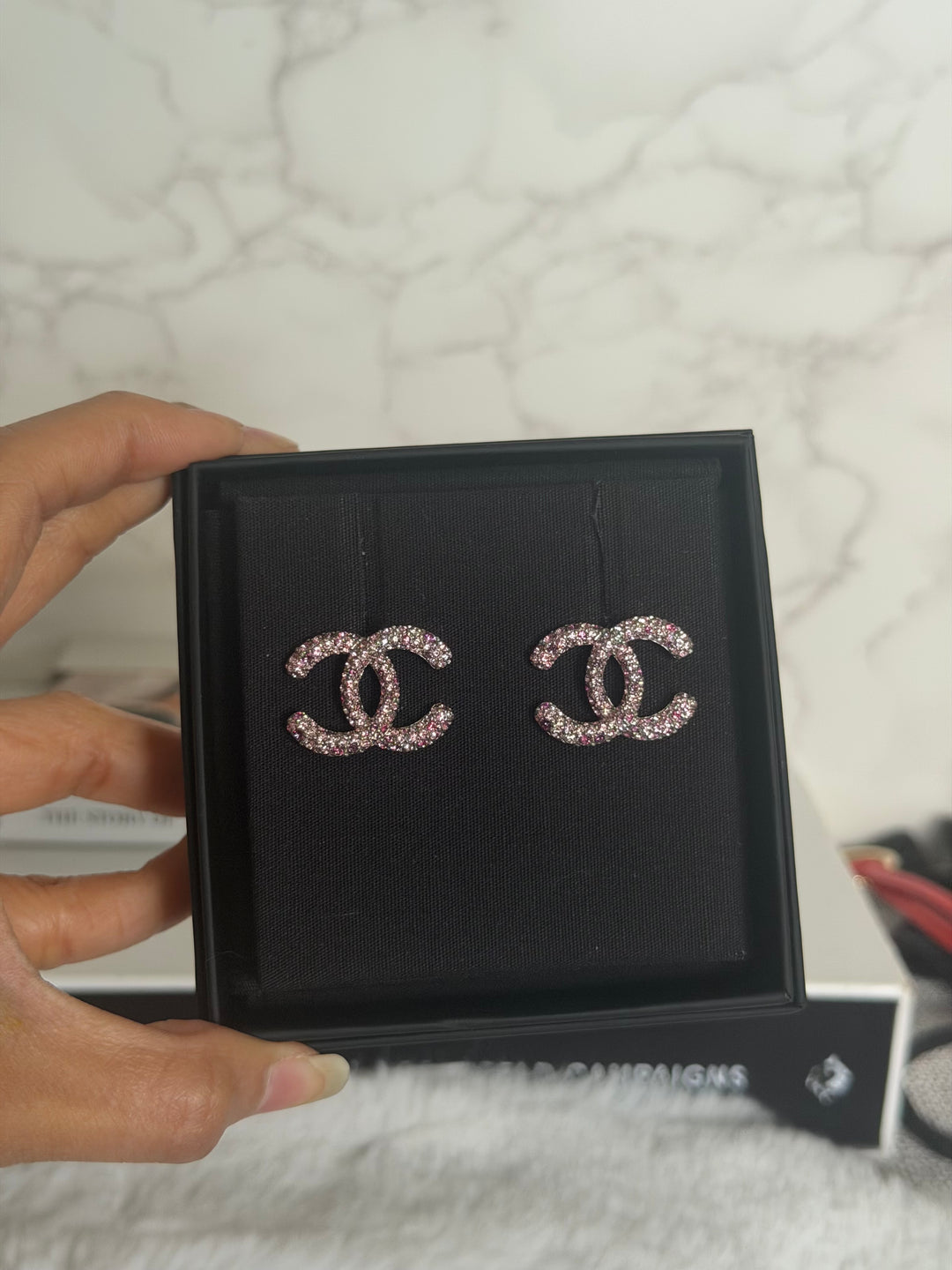 CHANEL 26A 2026 Pink Multi coloured Crystal Earrings 2 cms