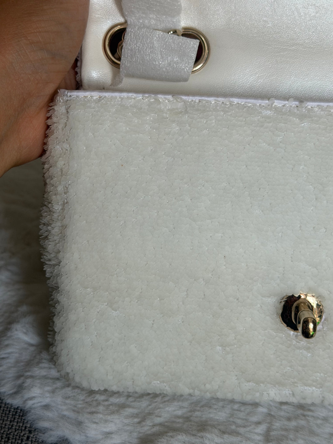 CHANEL series 28 19B White Sequin SMALL Flap Bag LGHW 2019