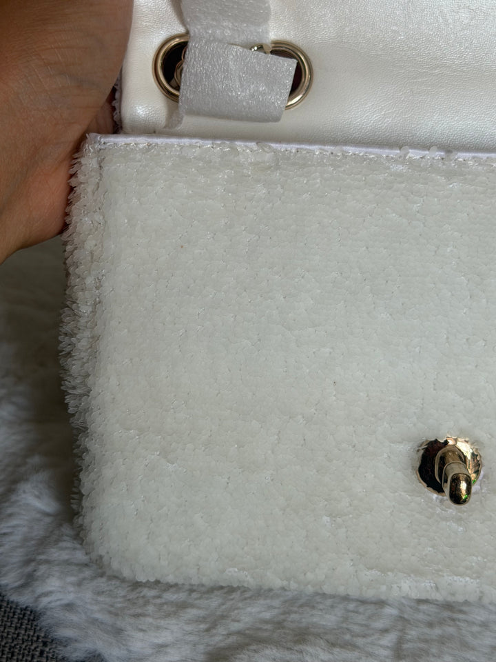 CHANEL series 28 19B White Sequin SMALL Flap Bag LGHW 2019