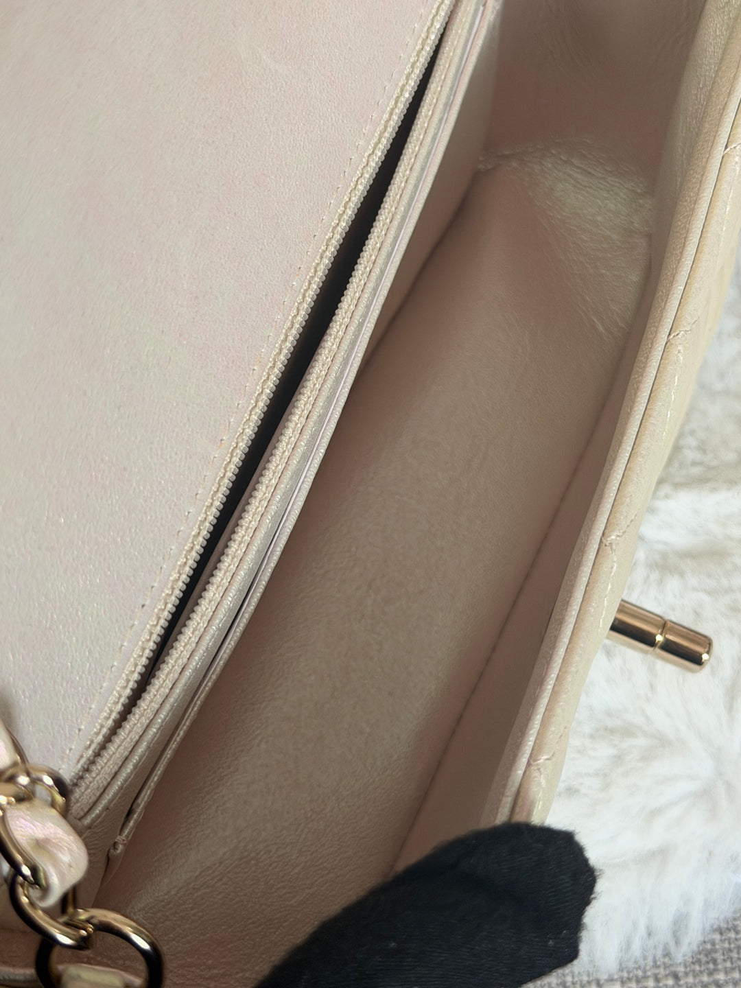 CHANEL 20B Iridescent Ivory Calf skin LGHW Mini Rectangular Flap Bag 2020