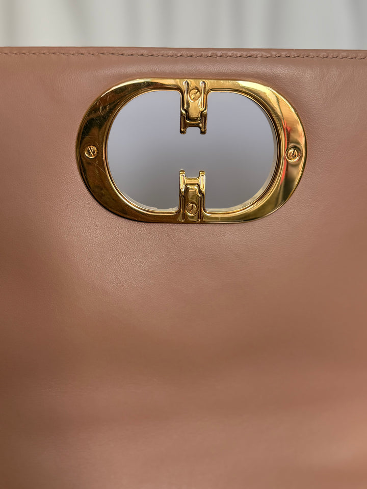 Dior Caro Flap Bag in Rose De Ven Calfskin GHW Medium 25 cms