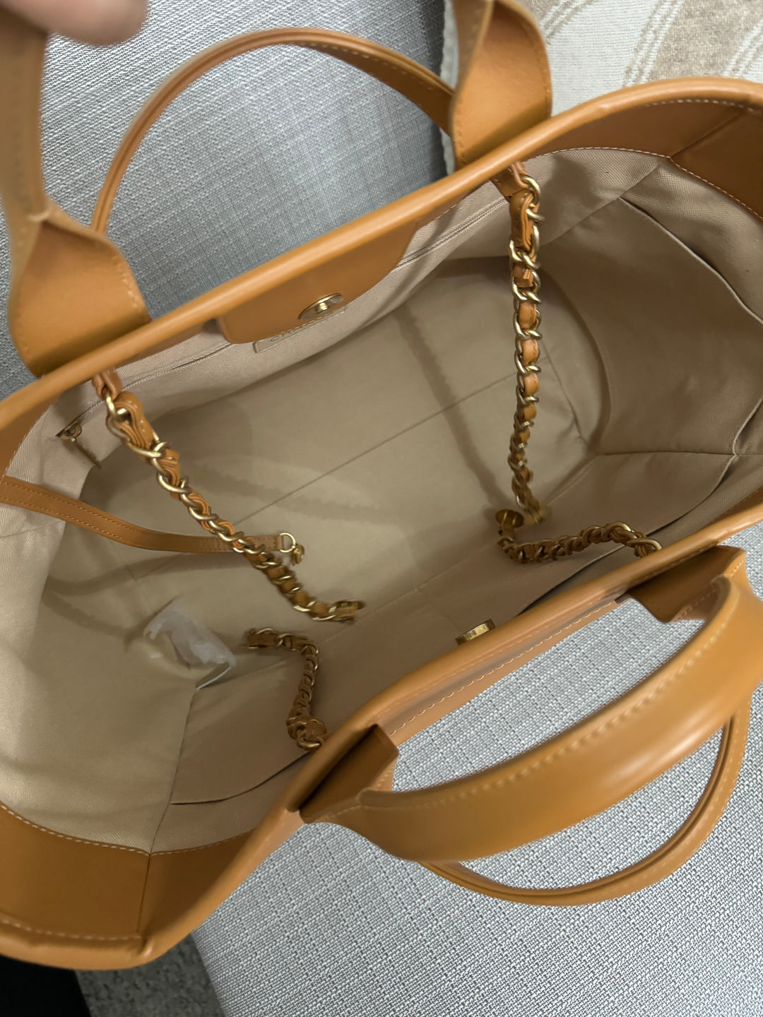 Chanel series 31 21S 2021 Spring/Summer collection Caramel Calf skin aged GHW Medium/Large Deauville Tote Bag with Top handle