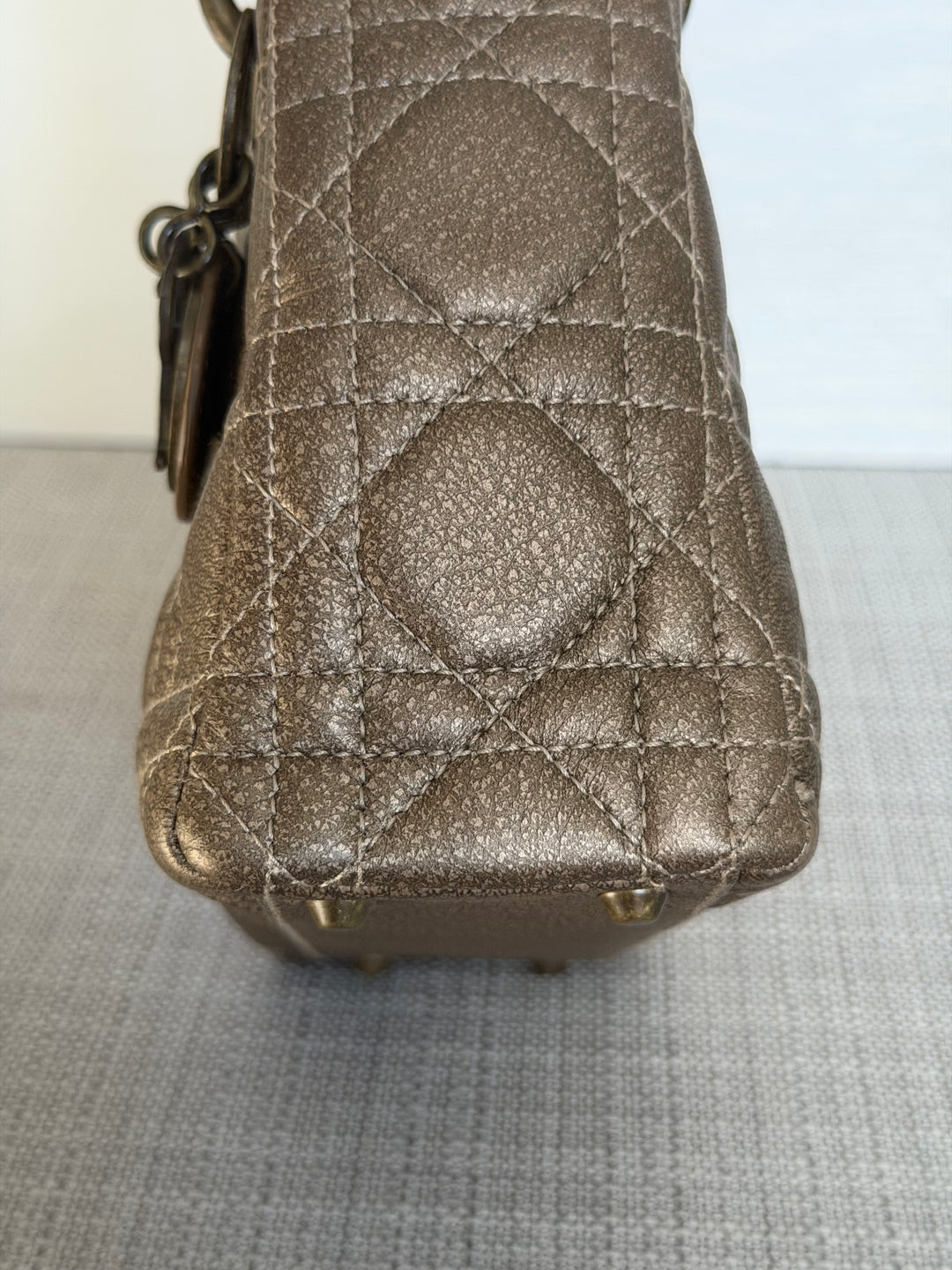 Dior Lady Dior Mini In Bronze Lambskin Bronze Hardware 2007