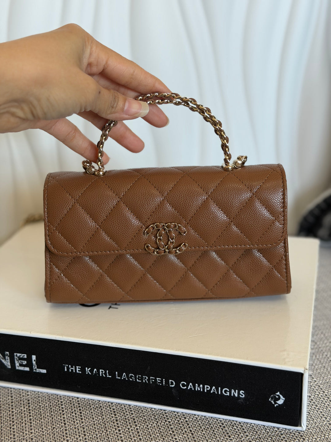 CHANEL 26P Brown Caviar LGHW Top Handle Vanity