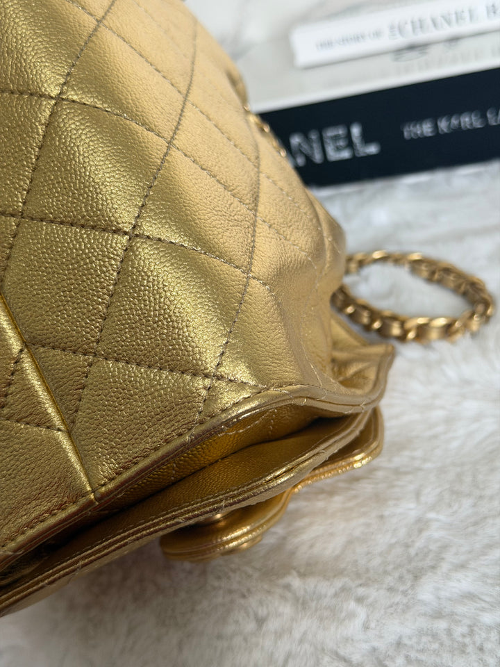 CHANEL 26C Gold Caviar Mini 25 Hobo Bag with Aged GHW 2026