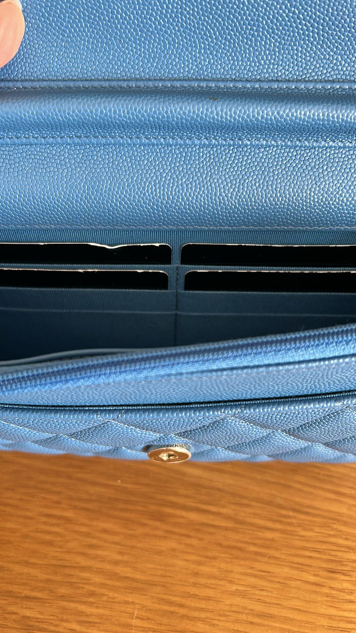 CHANEL series 30 Blue Jean Caviar LGHW Classic Wallet On Chain (WOC) 2020