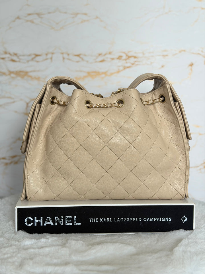 CHANEL Beige Caviar Aged GHW 25 Hobo Bag size SMALL 2025 25S collection
