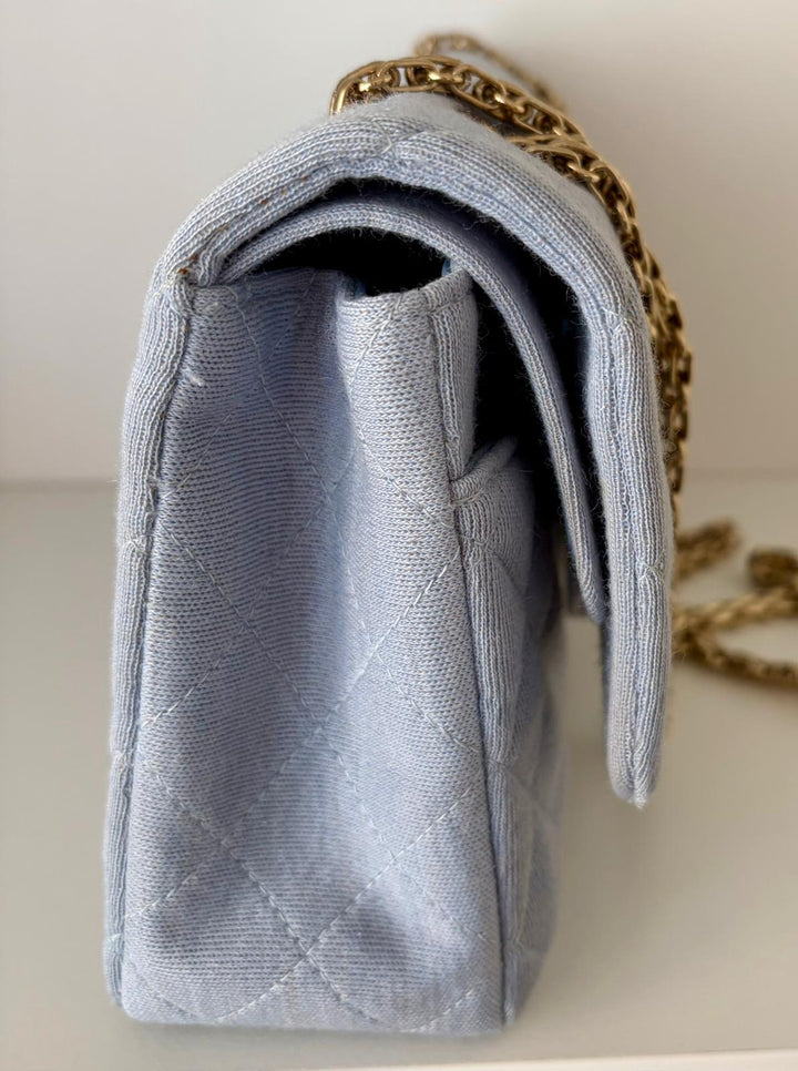 CHANEL Light Blue Jersey Reissue Flap Bag GHW