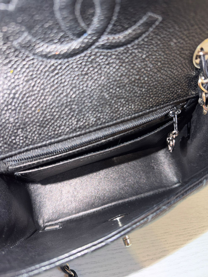 CHANEL series 9 Black Caviar SHW Vintage Mini Flap Bag
