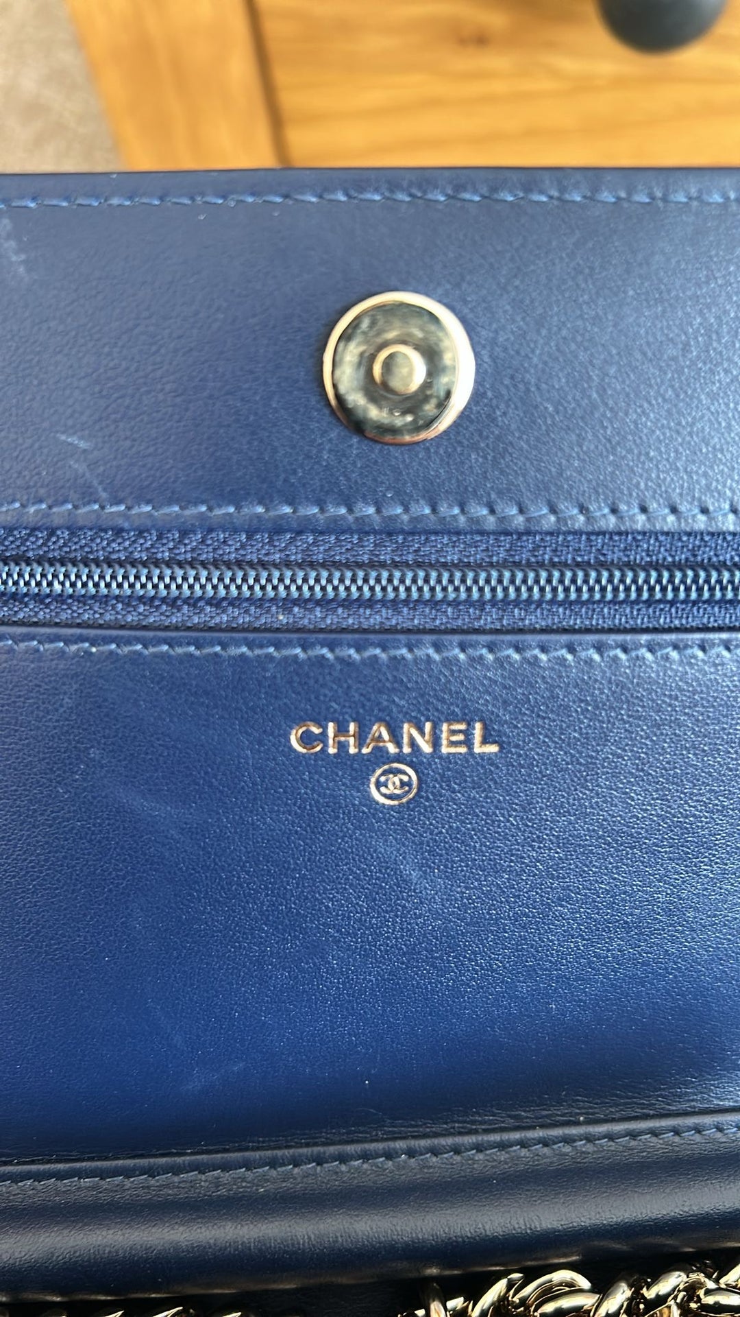 CHANEL series 28 Navy caviar LGHW Boy Wallet On Chain (WOC)