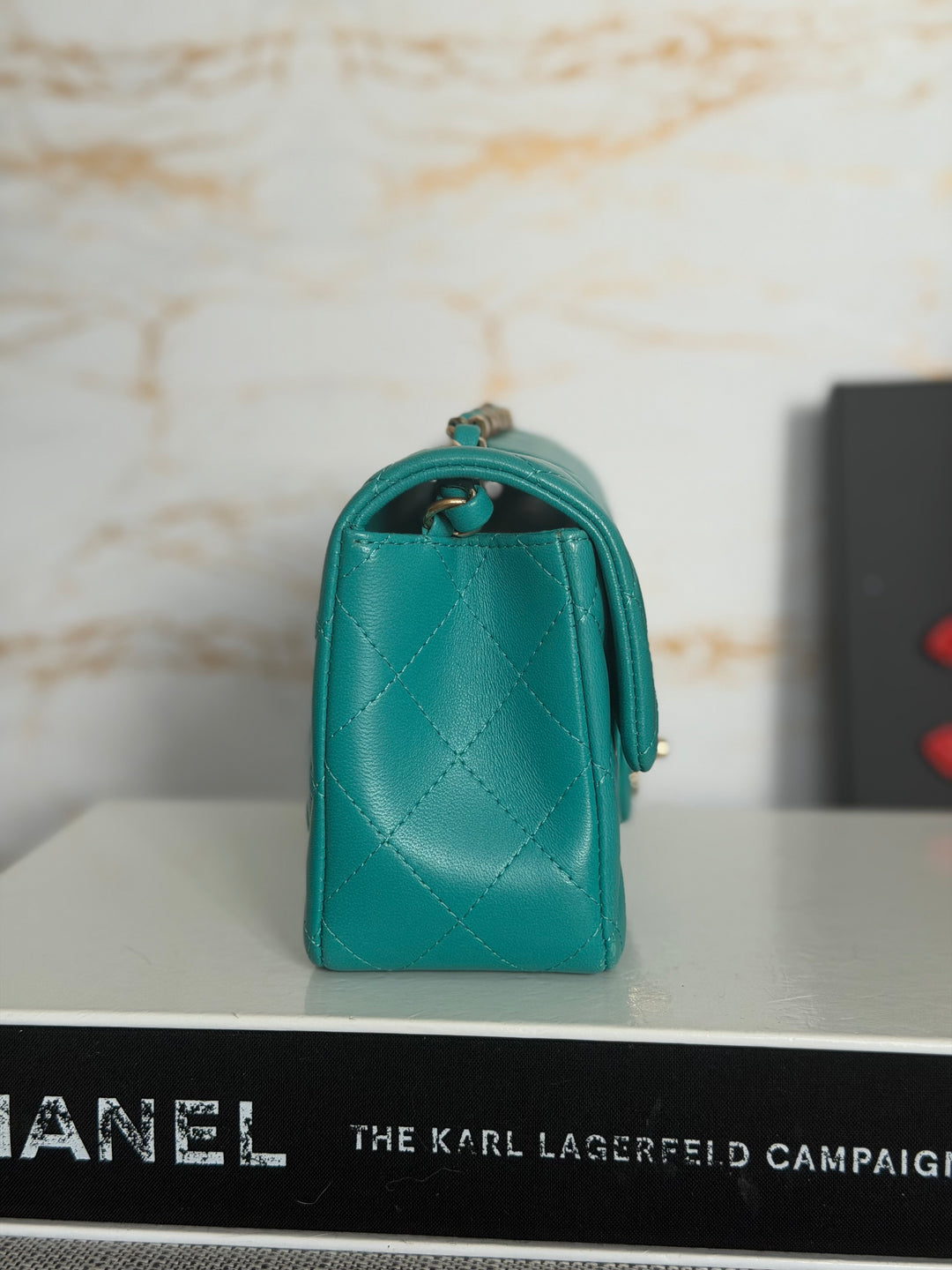 CHANEL series 23 Turquoise Lambskin LGHW Mini Rectangular Flap Bag 2016