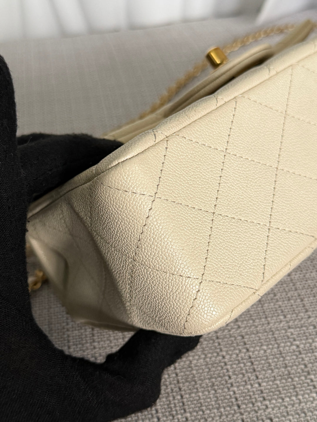 CHANEL 21S series 31 Beige Caviar Aged GHW Mini Rectangular Flap Bag with Top Handle 2021