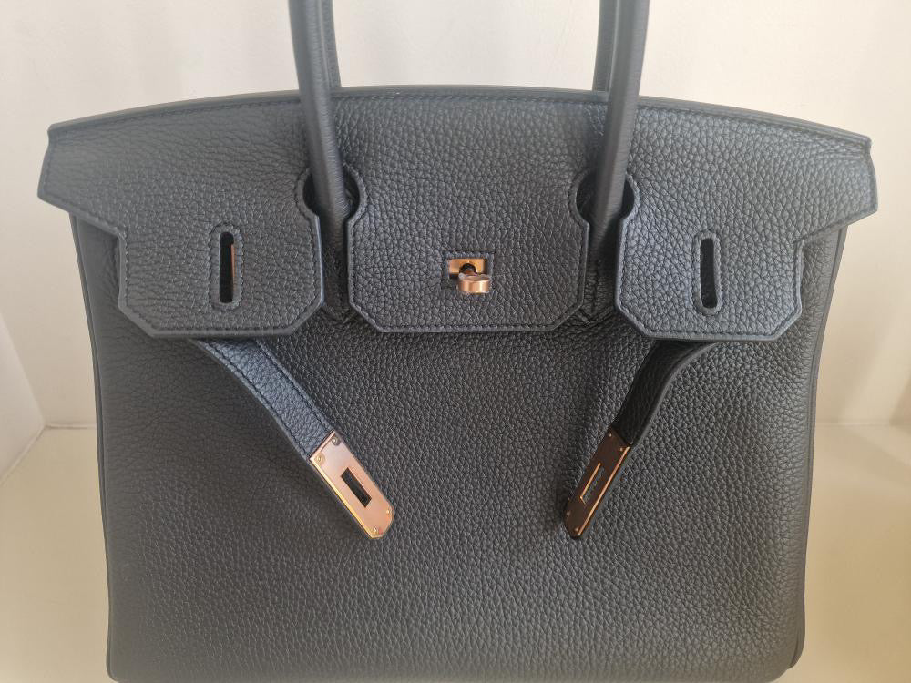 HERMES Noir/Black Togo Leather RGHW Birkin 30 Stamp D 2019