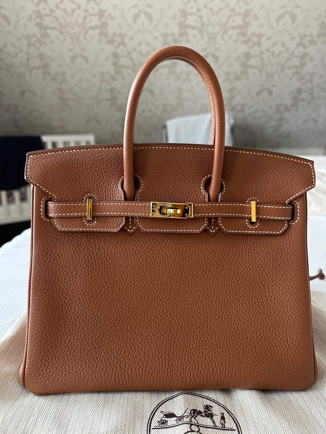 WA/Email to Purchase only- HERMÈS Gold Togo Leather with GHW Birkin 25 Stamp X 2016
