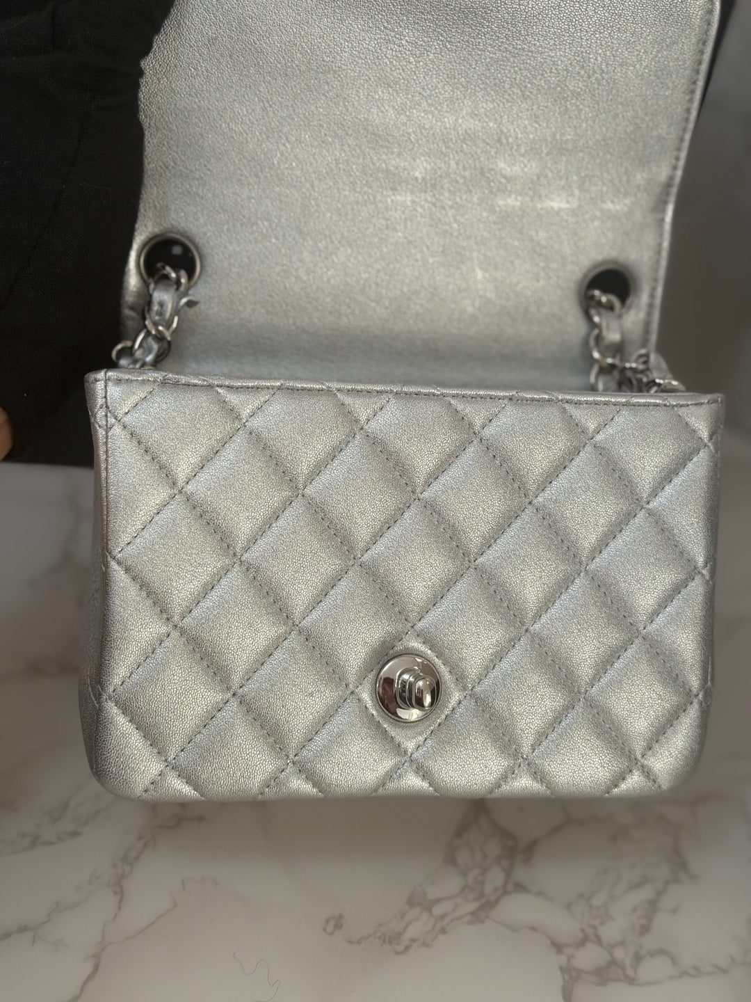 Chanel Series 31 21P Collection Iridescent Silver lambskin SHW Square Mini Flap Bag 2021