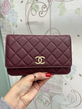 Load image into Gallery viewer, Chanel 22B 2022 Burgundy Caviar GHW Wallet on Chain (WOC)
