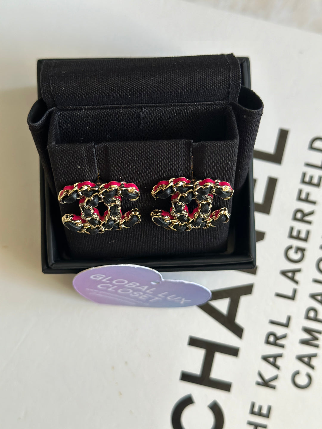 Chanel 23B Wovened Leather LGHW Earrings