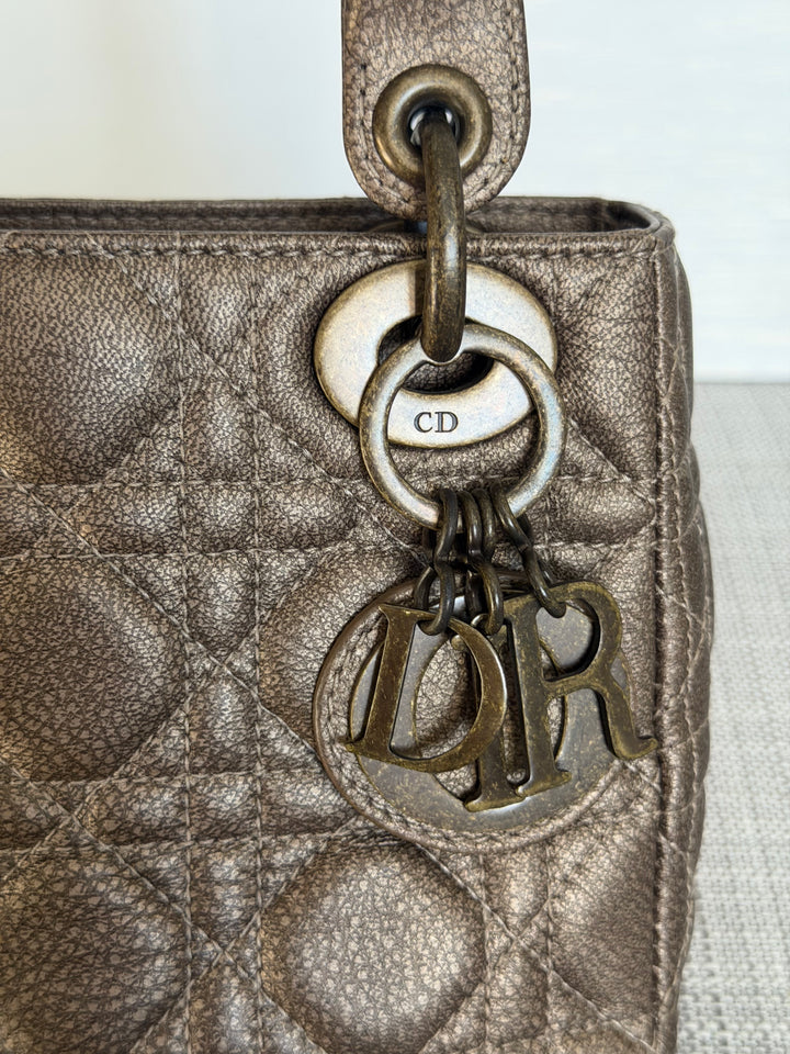 Dior Lady Dior Mini In Bronze Lambskin Bronze Hardware 2007