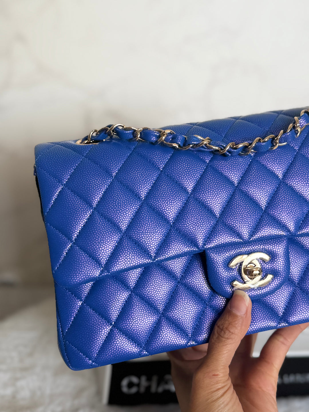 Chanel 21S series 31 Iridescent Electric Cobalt Blue Caviar LGHW Medium M/L timeless Classic double flap bag 2021