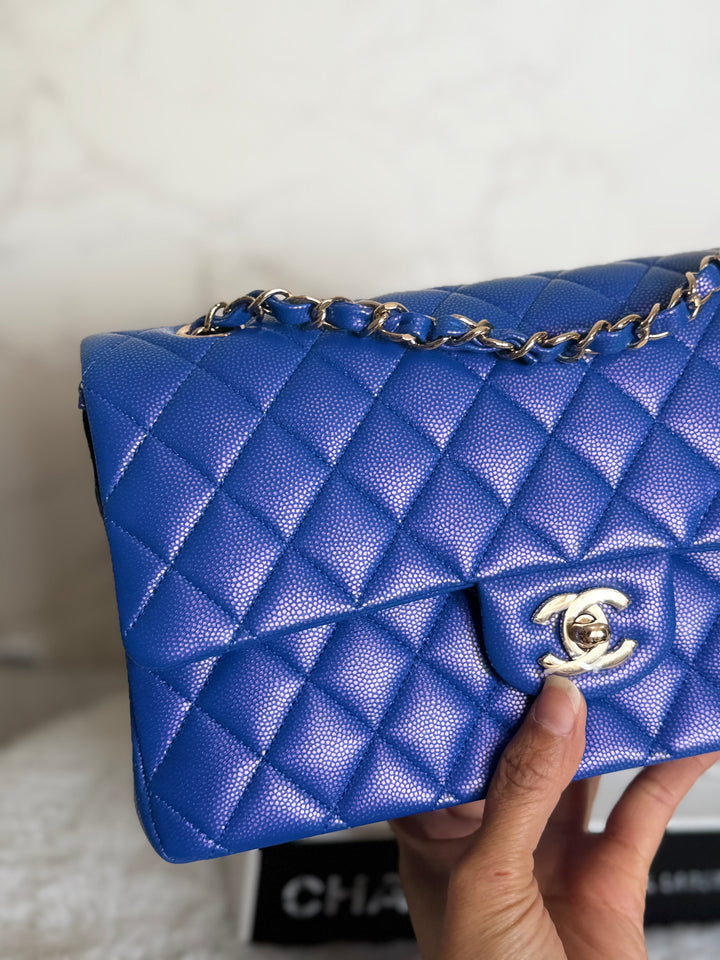Chanel 21S series 31 Iridescent Electric Cobalt Blue Caviar LGHW Medium M/L timeless Classic double flap bag 2021