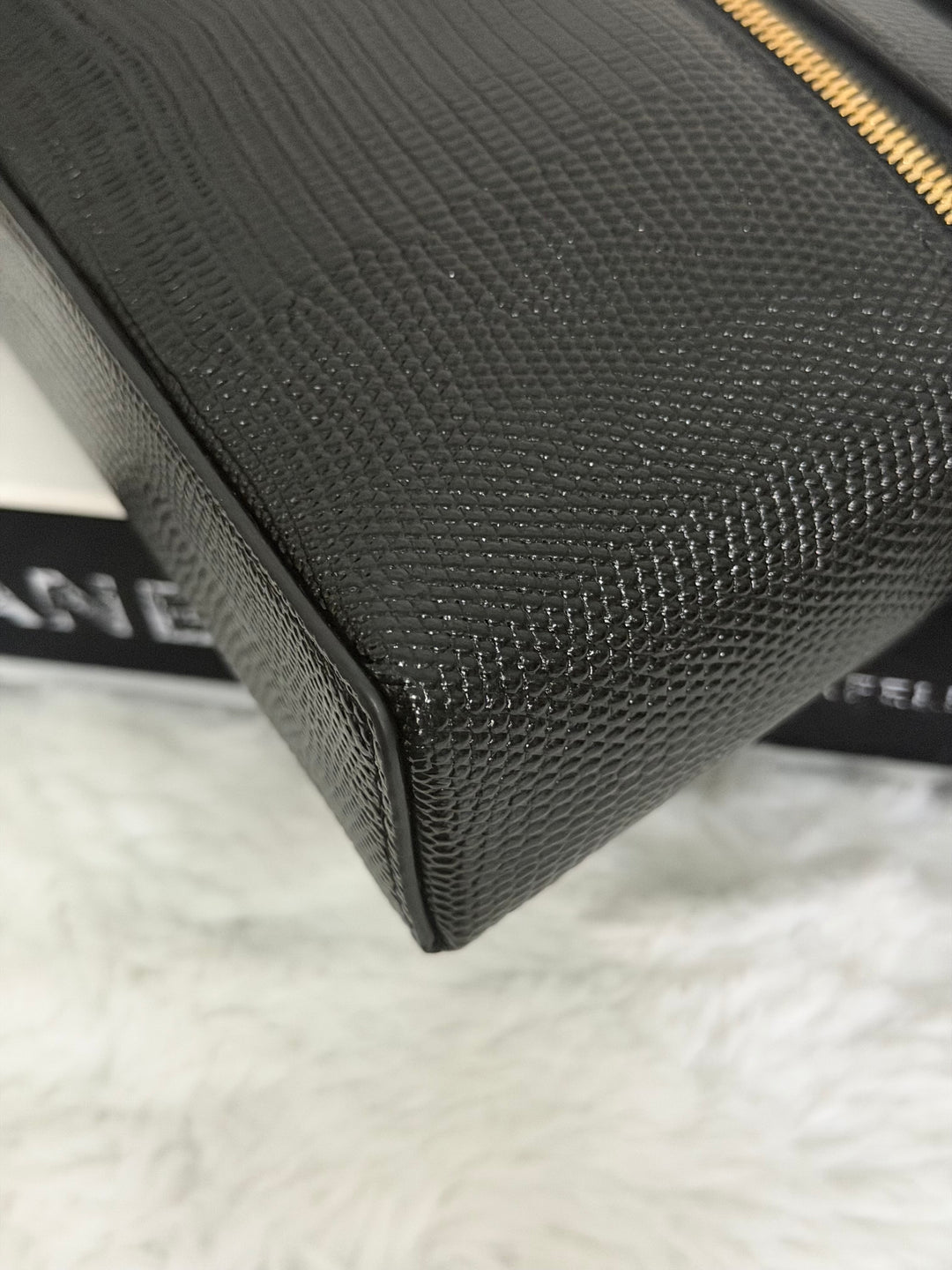 CHANEL Black Lizard Embossed Calf Skin GHW LP Long Vanity with top handle 26A 2026
