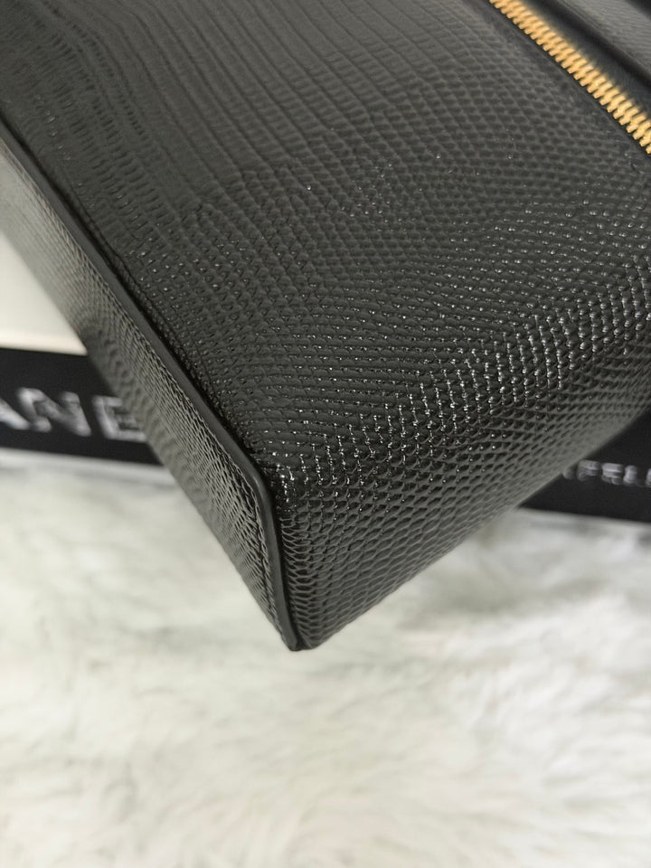 CHANEL Black Lizard Embossed Calf Skin GHW LP Long Vanity with top handle 26A 2026