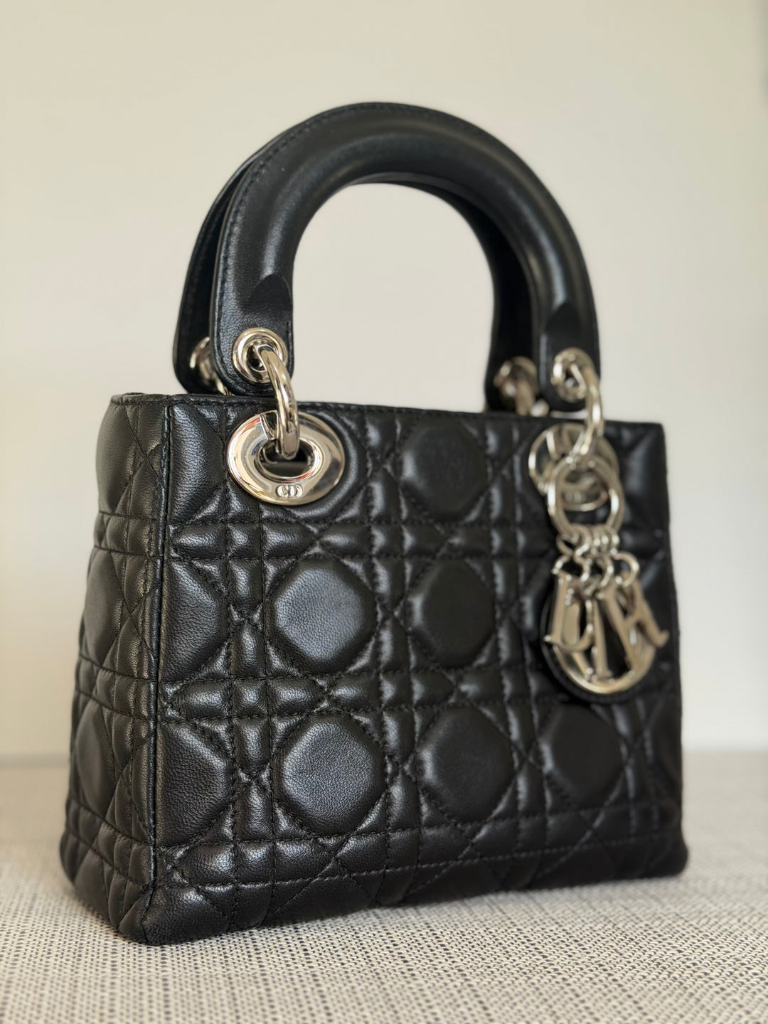 DIOR Lady Dior Mini Vintage Black Lambskin Silver hardware SHW 2006