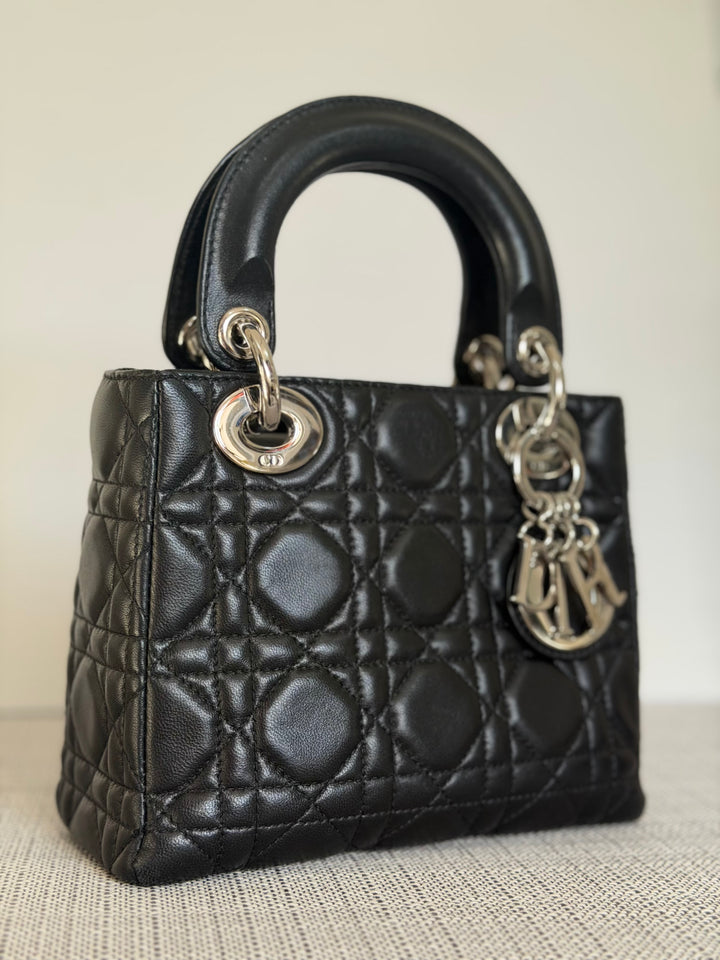 DIOR Lady Dior Mini Vintage Black Lambskin Silver hardware SHW 2006