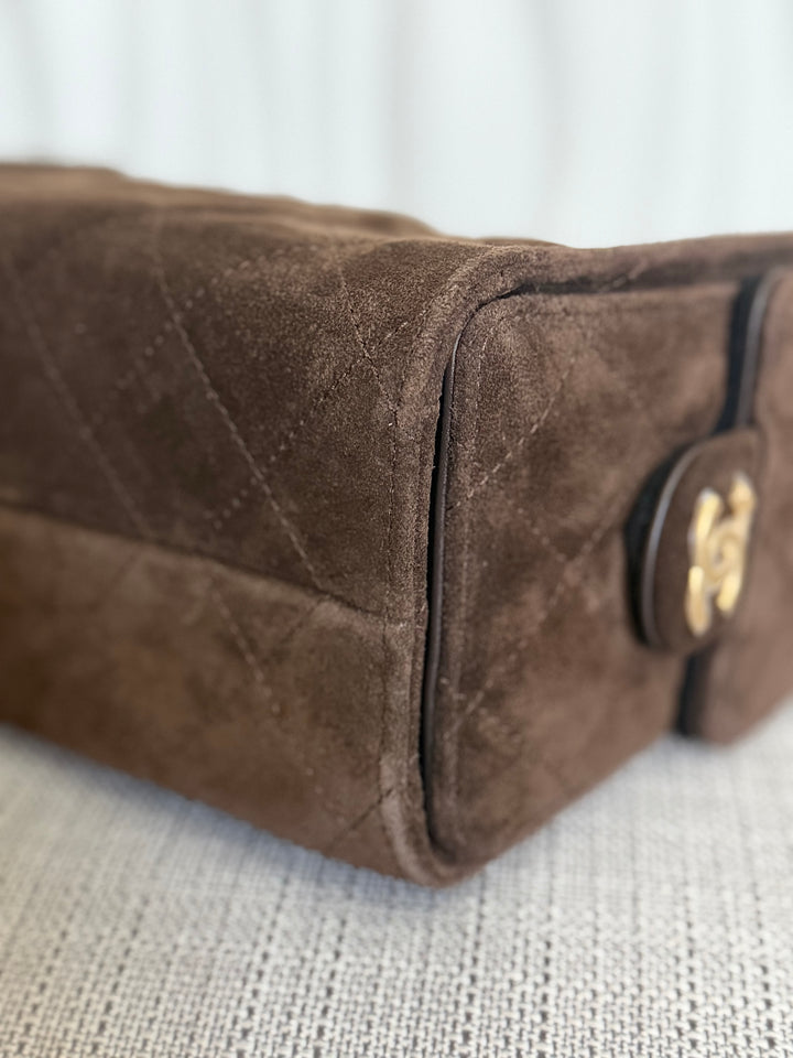 CHANEL 26C collection 2025/2026 Brown Suede Leather Mini 25 Hobo Bag with aged GHW