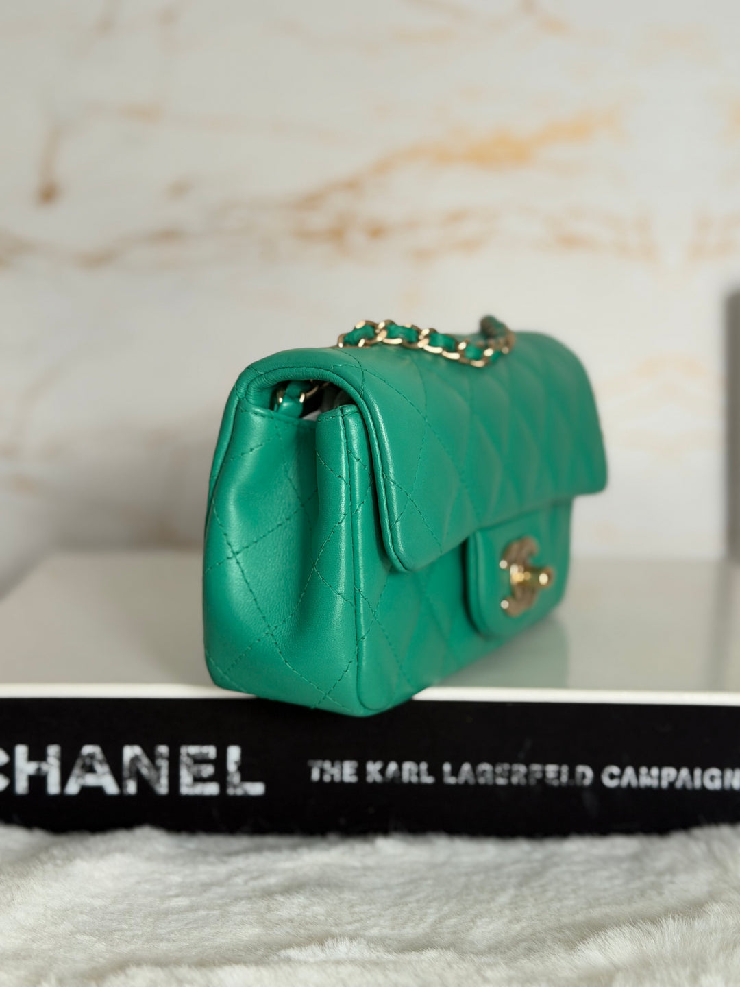 CHANEL series 21 Green Lambskin Brushed GHW Extra Mini Flap Bag 7.5 inches (discontinued line)