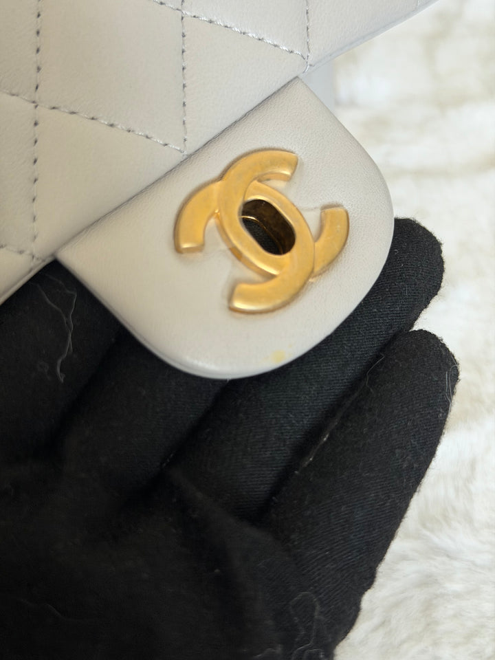 CHANEL Grey Lambskin Aged GHW Top Handle Mini Rectangular Flap Bag 2021 21A collection