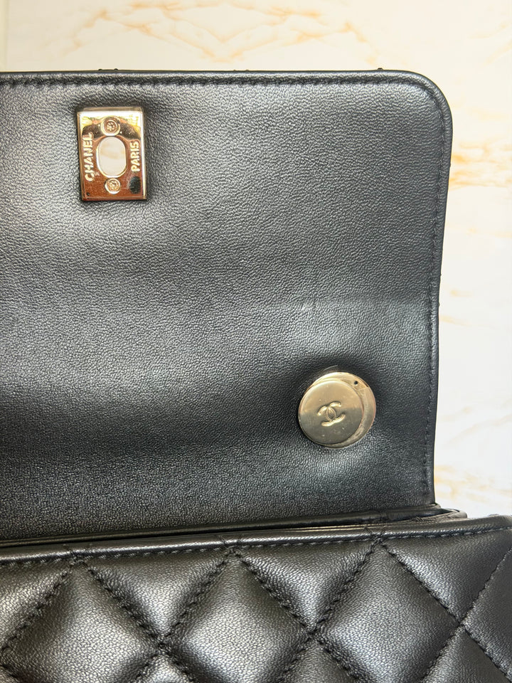 CHANEL Black Lambskin LGHW Trendy CC Flap Bag size MINI 8 inches with detachable Strap 2023/2024