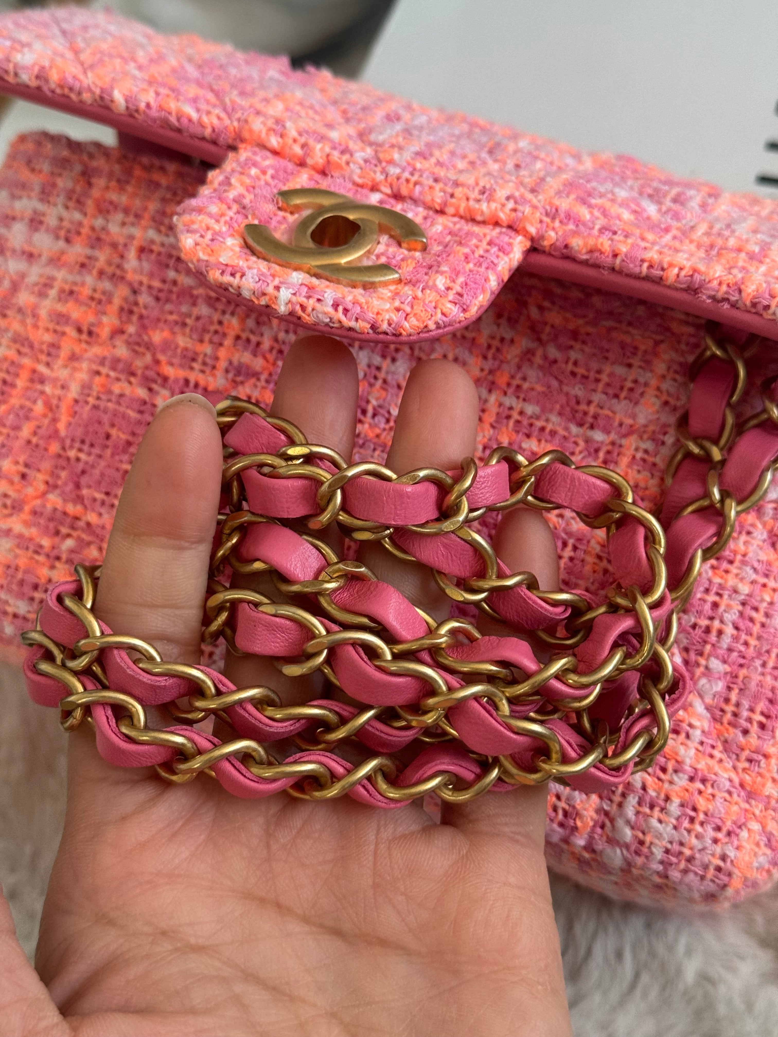 Chanel 24C 2024 Cruise Collection Tweed Pink Orange White Mini