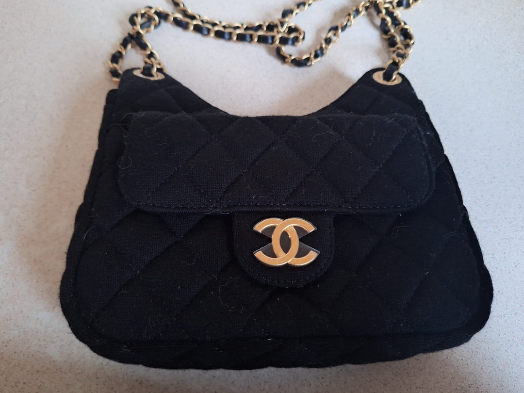 CHANEL Jersey Wavy Hobo Bag with Aged GHW Size Small