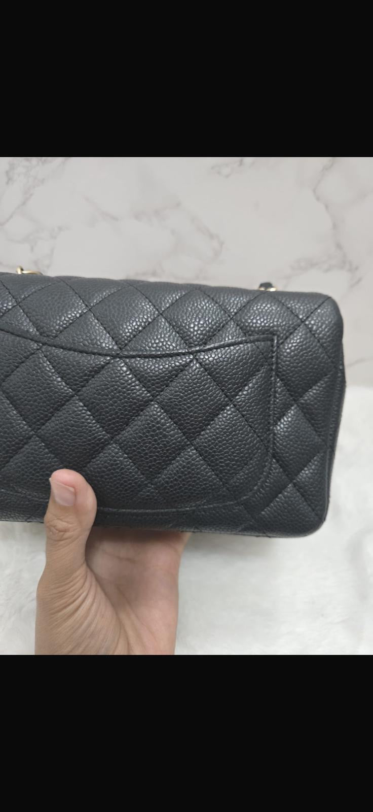 CHANEL series 20 Black Caviar Brushed GHW Mini rectangular Flap Bag