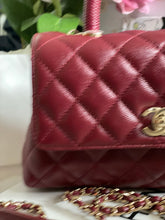 Load image into Gallery viewer, Chanel 21A 2021 Fall/Winter collection Burgundy caviar LGHW Coco Handle Flap Bag size Small with detachable Shoulder Strap
